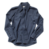 Kallmeyer Billie Tie Blouse in Heather Navy