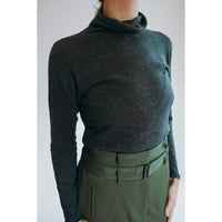 Evam Eva Cotton Cashmere Turtleneck in Charcoal