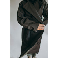 Grei Peaked Lapel Trench Coat in Charcoal