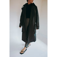 Grei Peaked Lapel Trench Coat in Charcoal