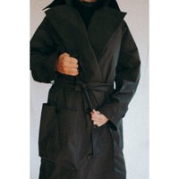Grei Peaked Lapel Trench Coat in Charcoal