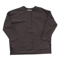 Evam Eva Cotton No Collar Shirt in Winter Leaf