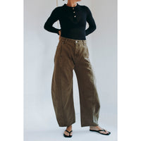 Sayaka Davis Barrel Denim Pant in Brown