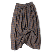 Ichi Antiquités Gingham Check Skirt in Khaki x Charcoal