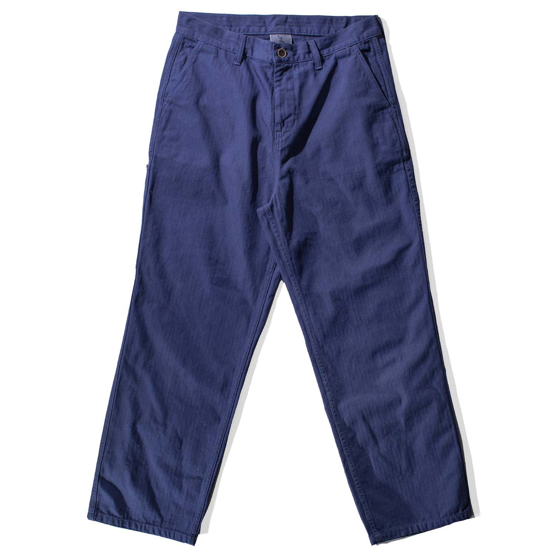 Ichi Antiquités Herringbone Garment Dye Cotton Pants in Navy