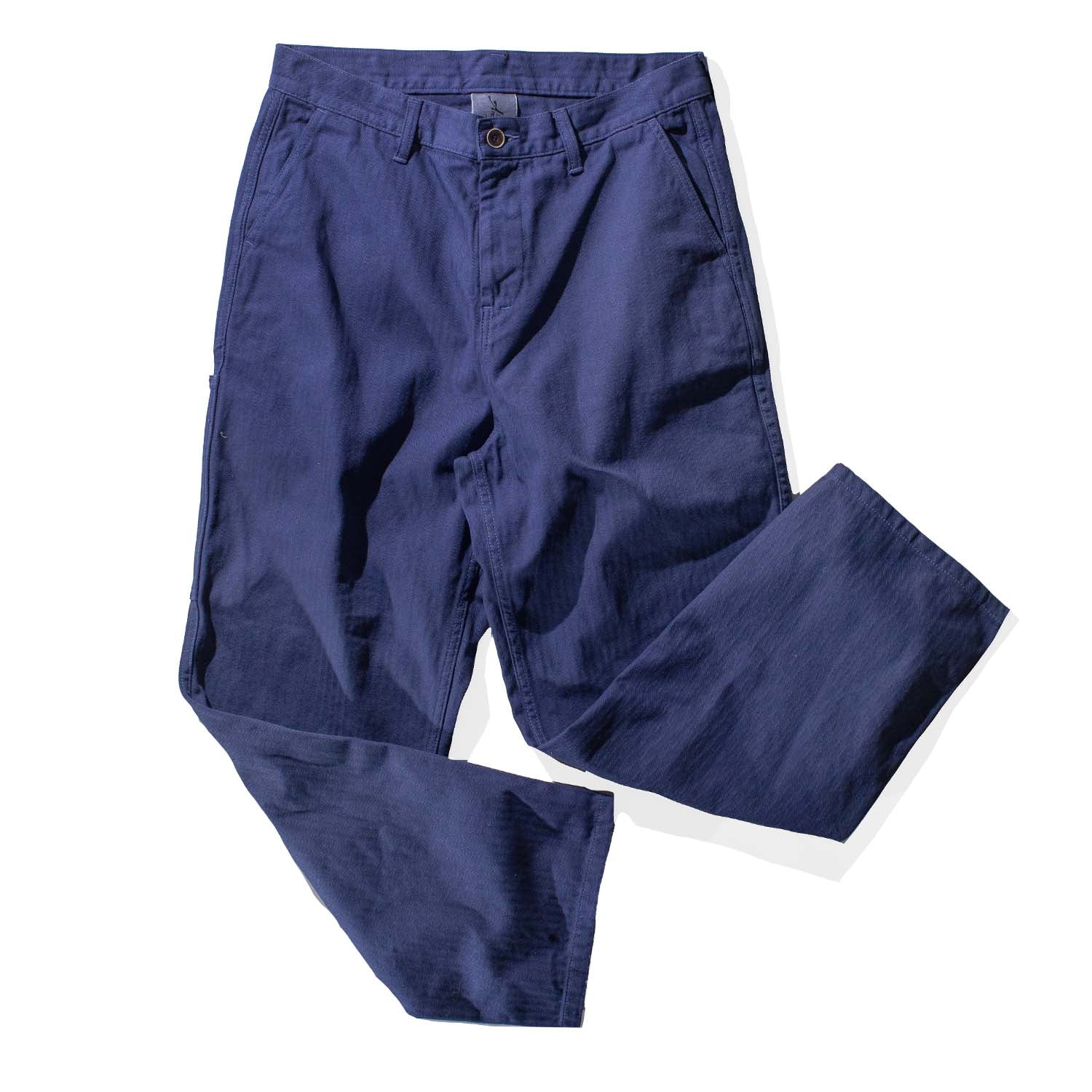 Ichi Antiquités Herringbone Garment Dye Cotton Pants in Navy – JUDITH