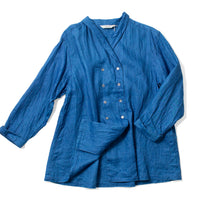 Ichi Antiquités Indigo Linen Shirt in Light Indigo