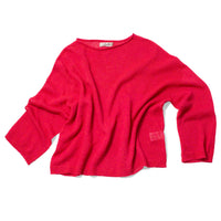 Ichi Antiquités Japan Whole Garment Pullover Knit in Red Cotton Linen