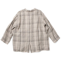Ichi Antiquities Check Jacket in Natural Woven Linen