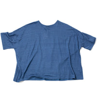 Ichi Antiquities Short Sleeve Pullover in Blue Knit Linen