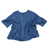 Ichi Antiquities Short Sleeve Pullover in Blue Knit Linen