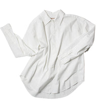 Jesse Kamm Alberta Shirt in White with Fine Grey Stripe