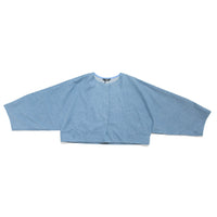 Kaarem Sponge Cropped Boxy Denim Jacket in Light Blue