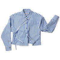 Kasmaria Cropped Shirt with Tie in Yarn Dye Stripe