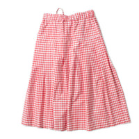 Kasmaria Pleated Skirt with Side Seam Pockets in Gingham Cotton Poplin