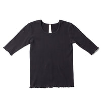 Lauren Manoogian Ruffle Rib Tee in Black