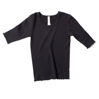 Lauren Manoogian Ruffle Rib Tee in Black