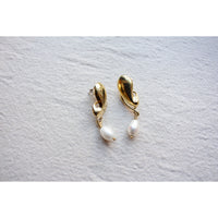 Leigh Miller Lyric Pearl Earrings in Brass