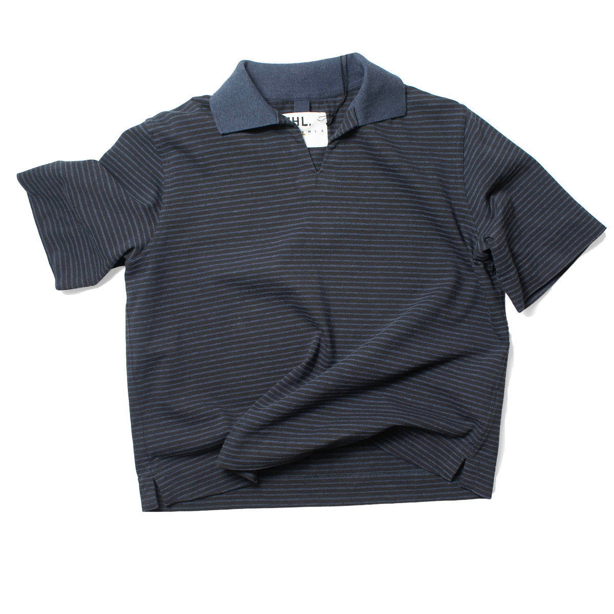 MHL. Boxy Polo in Indigo/Ink Dry Stripe Cotton Jersey – JUDITH