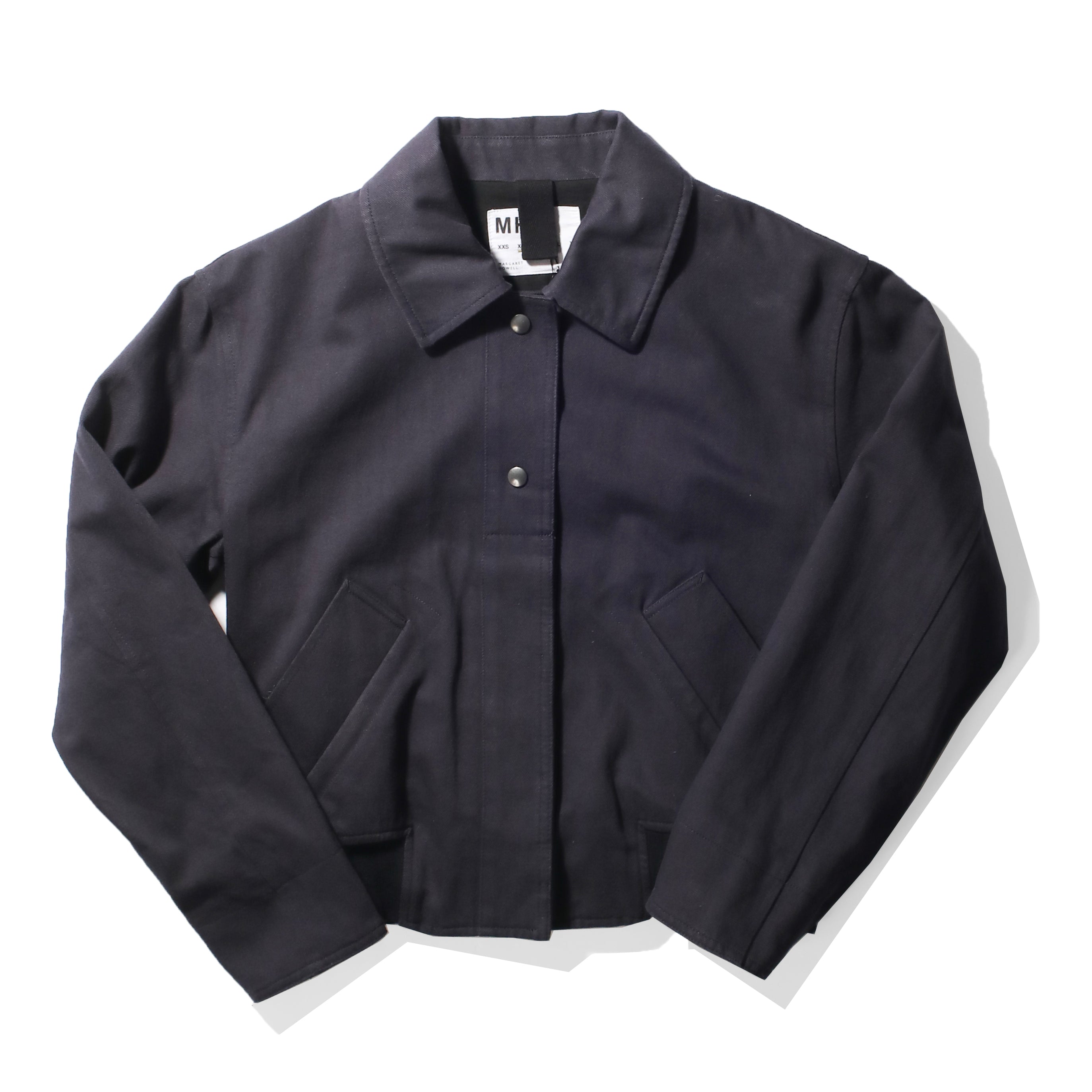 MHL. Cropped Bomber Jacket in Ink Worn Cotton Drill – JUDITH