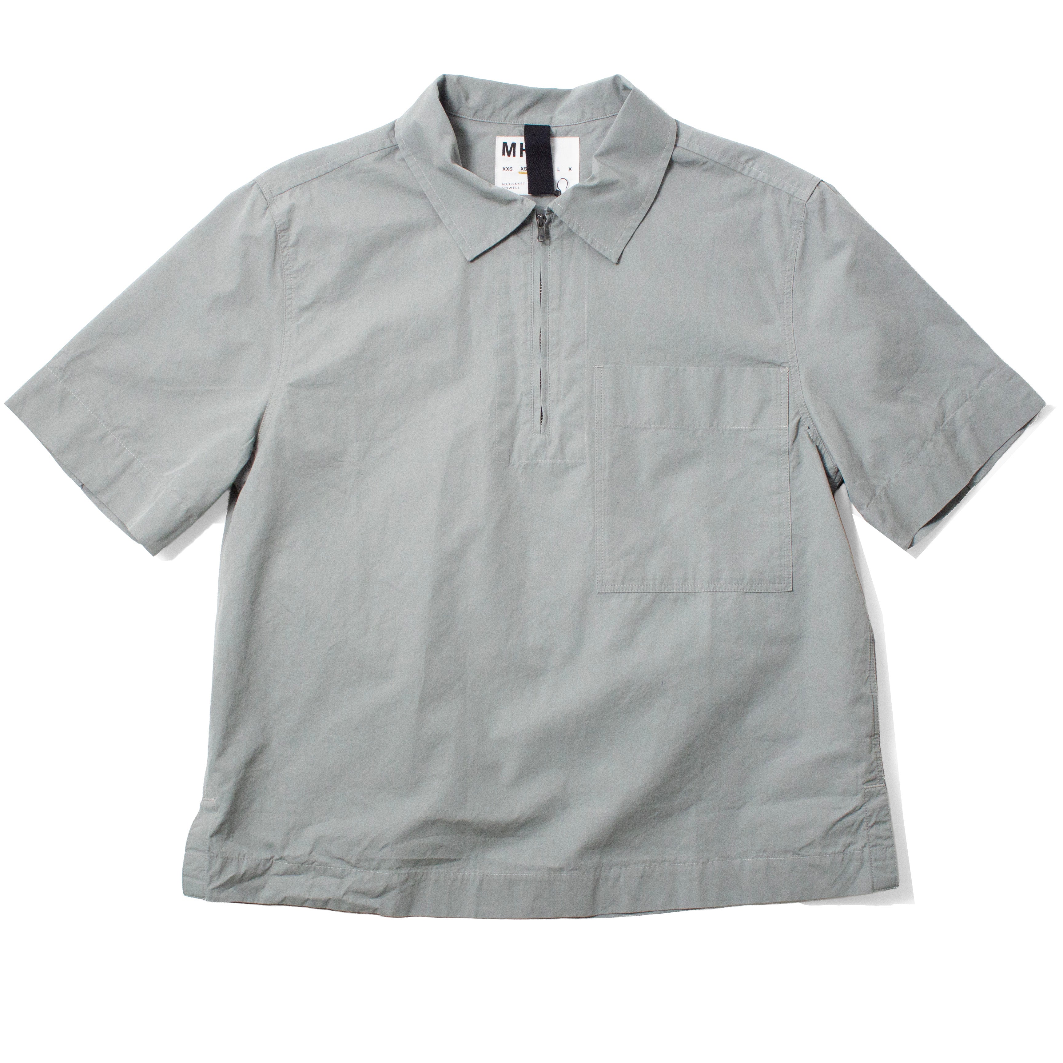 MHL. Half Zip Shirt in Fog Compact Cotton Poplin – JUDITH