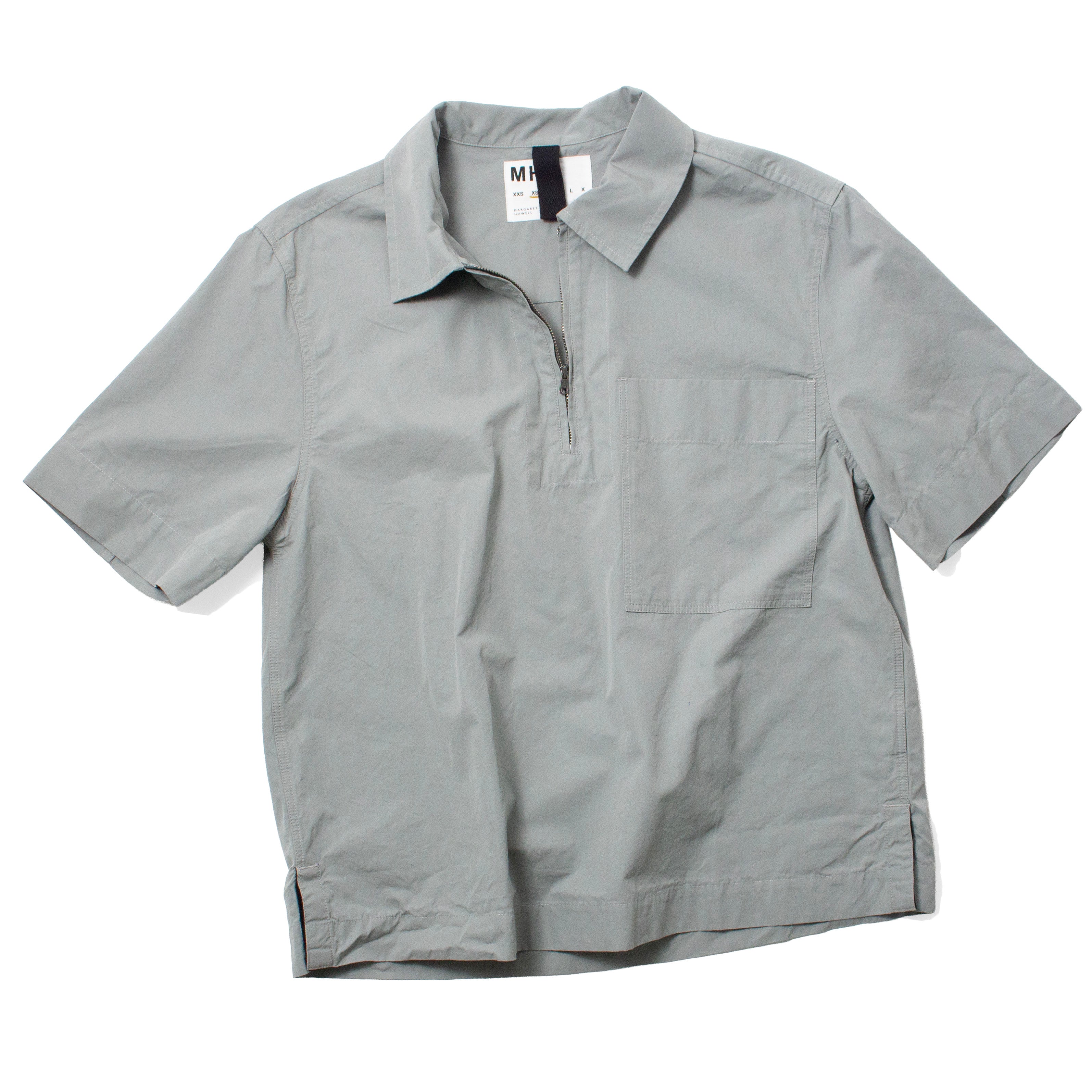 MHL. Half Zip Shirt in Fog Compact Cotton Poplin – JUDITH