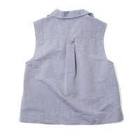 MHL. Sleeveless Sailor Shirt in Storm Blue Lightweight Cotton Linen
