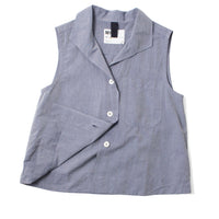 MHL. Sleeveless Sailor Shirt in Storm Blue Lightweight Cotton Linen