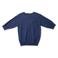 MHL. Tipped Crew Neck T-Shirt in Blue Hemp Cotton Workwear