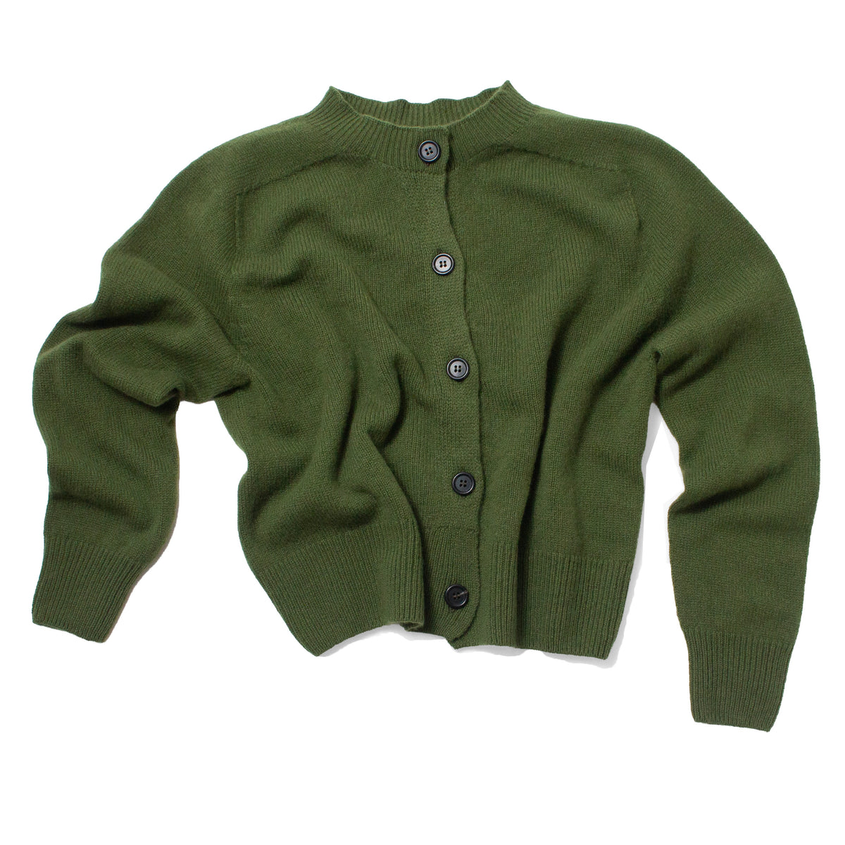 MARGARET HOWELL リネンカーディガン カーキ L Margaret Howell Small Crew Neck Cardigan in Wheatgrass – JUDITH