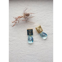Nomia Spiral Crystal Drop Earring in Gold Vermeil / Blue Crystal