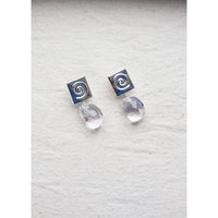 Nomia Spiral Crystal Drop Earring in Silver / Crystal