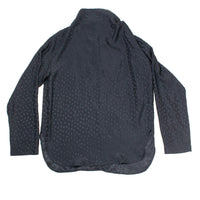 Nomia Asymmetric Cowl Shirt in Black Polka Dot Satin