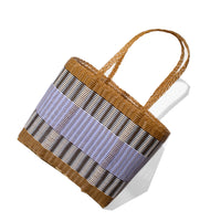 Palorosa Medium Mercado Tote in Tobacco + Blue Lilac