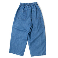 Pas de Calais 11.5oz Natural Slub Denim Cropped Wide Pants in Faded Blue