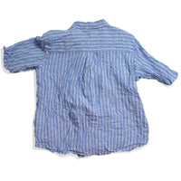 Pas de Calais Blue Shirring Stripe Blouse in Saxe Blue
