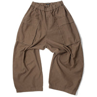 Pas de Calais Brushed Cotton Back Satin Full-Length Work Pants in Khaki