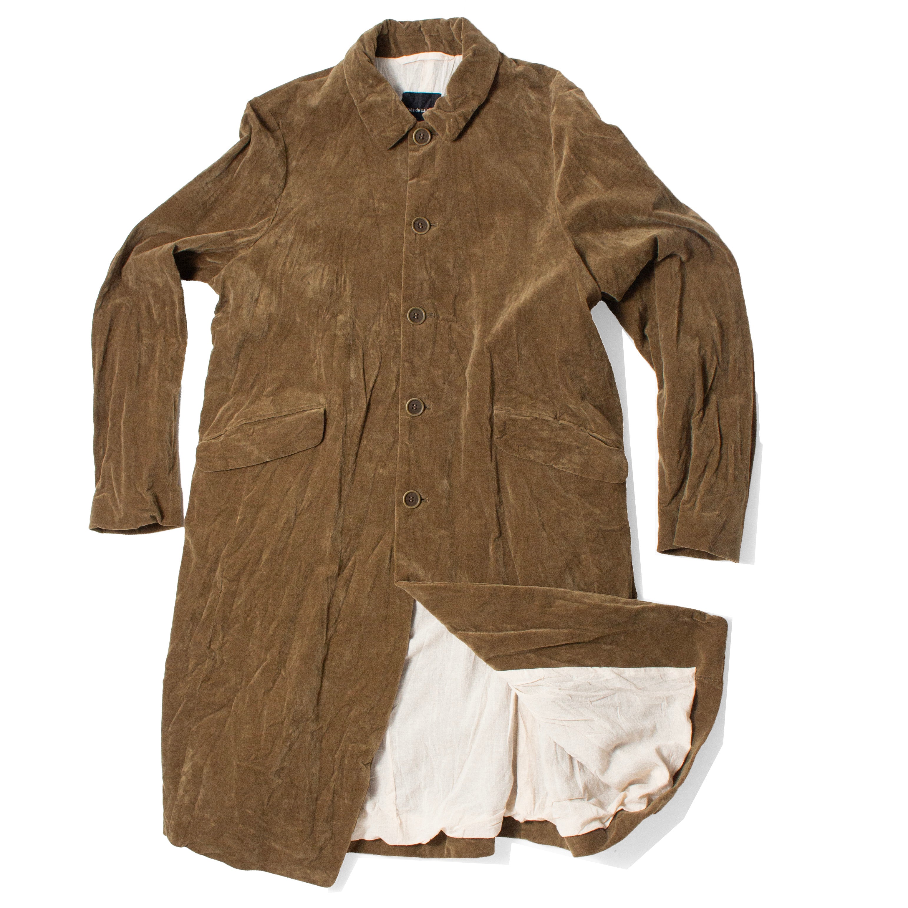 Pas de Calais Brushed Cotton Balmacaan Coat in Khaki – JUDITH