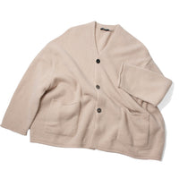 Pas de Calais Cashmere Blend Lambs Wool Patterned Knit Cardigan in Natural