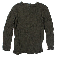 Pas de Calais Crinkle-Finish Wool Gauze Jersey Crewneck Pullover in Khaki