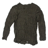Pas de Calais Crinkle-Finish Wool Gauze Jersey Crewneck Pullover in Khaki