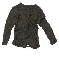 Pas de Calais Crinkle-Finish Wool Gauze Jersey Crewneck Pullover in Khaki