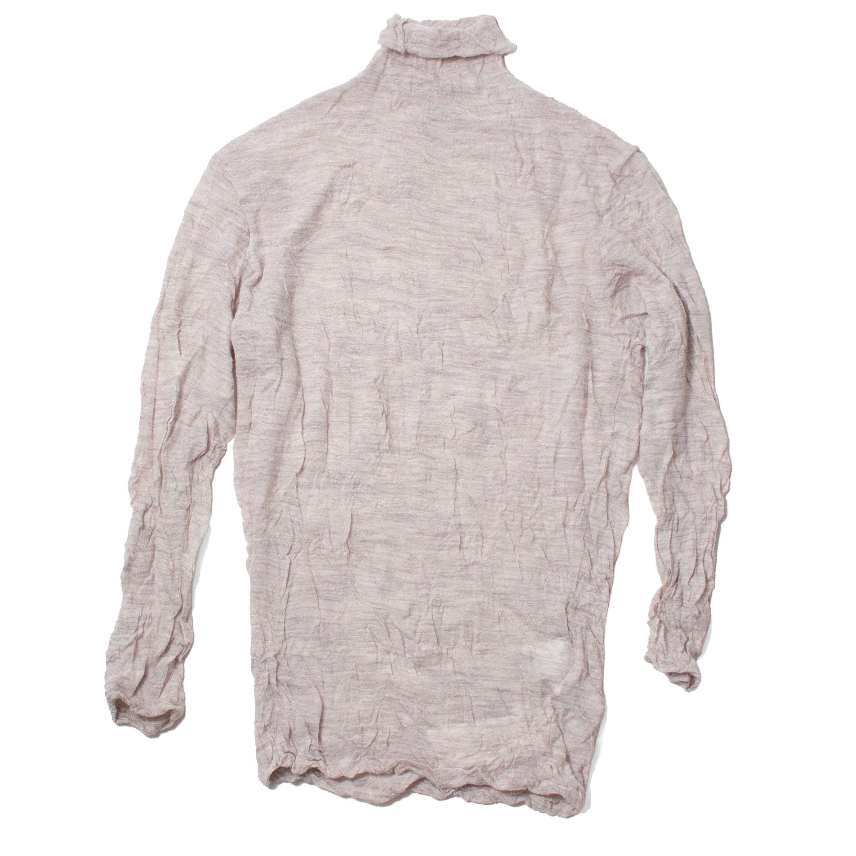 Pas de Calais Crinkle-Finish Wool Gauze Jersey Turtleneck Pullover