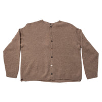 Pas de Calais Fine Wool Crewneck Cardigan in Brown
