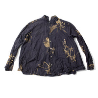 Pas de Calais Japonism Flower Print Blouse in Navy