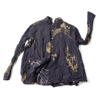 Pas de Calais Japonism Flower Print Blouse in Navy