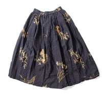 Pas de Calais Japonism Flower Print Skirt in Navy