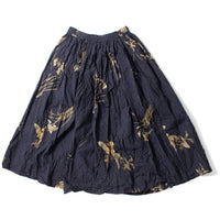 Pas de Calais Japonism Flower Print Skirt in Navy