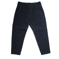 Pas de Calais Linen Cotton Soft Twill Tapered Pants in Navy