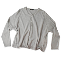 Pas de Calais Washable Cotton Linen V Neck Cardigan in Light Grey